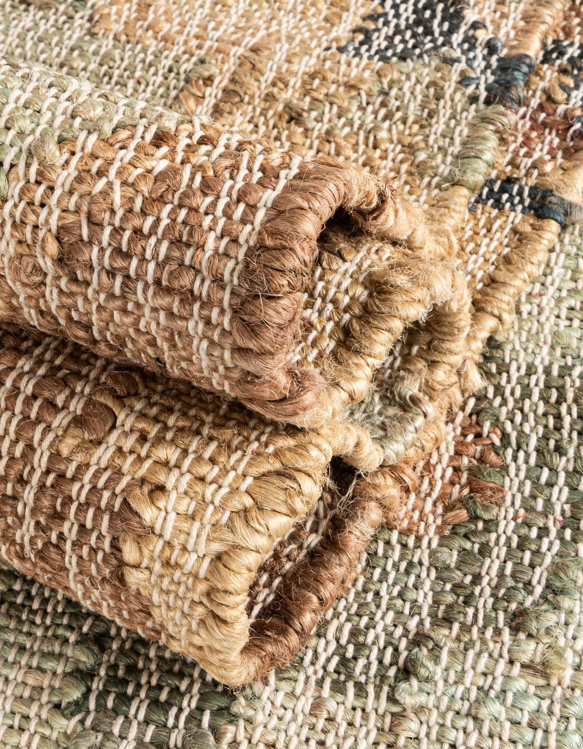 Benares Handwoven Jute Collection Area Rug - Ganges Runner Blue and Green  lifestyle 31