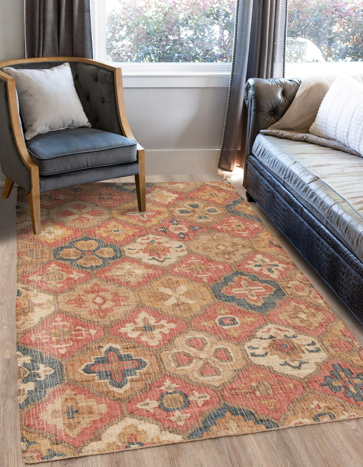 Benares Handwoven Jute Collection Area Rug - Ganges Rectangle Multi  lifestyle 2