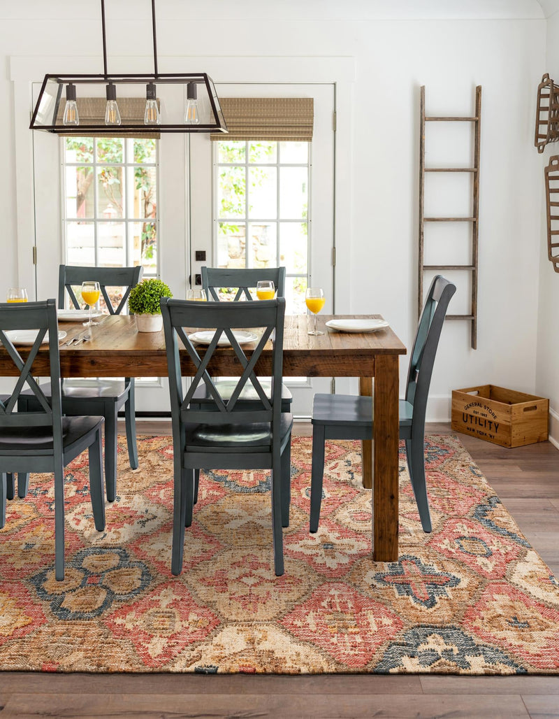 Benares Handwoven Jute Collection Area Rug - Ganges Rectangle Multi  lifestyle 3