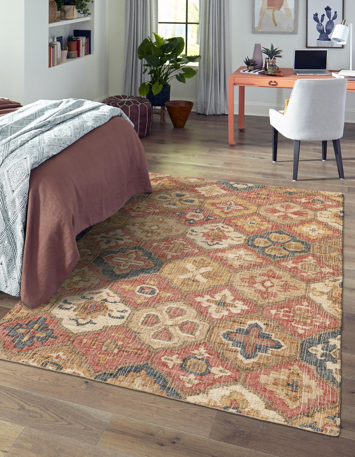 Benares Handwoven Jute Collection Area Rug - Ganges Rectangle Multi  lifestyle 5