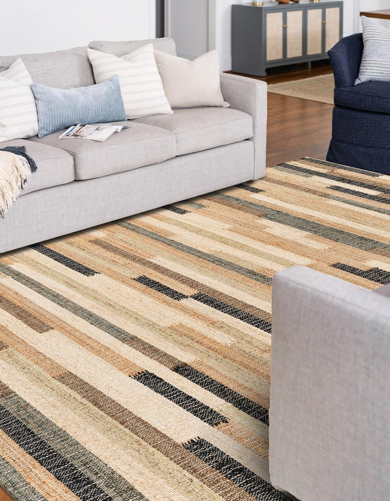 Benares Handwoven Jute Collection Area Rug -  Varanasi Rectangle Beige  lifestyle 5