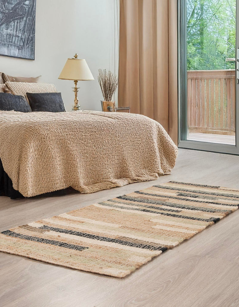 Benares Handwoven Jute Collection Area Rug -  Varanasi Runner Beige  lifestyle 21