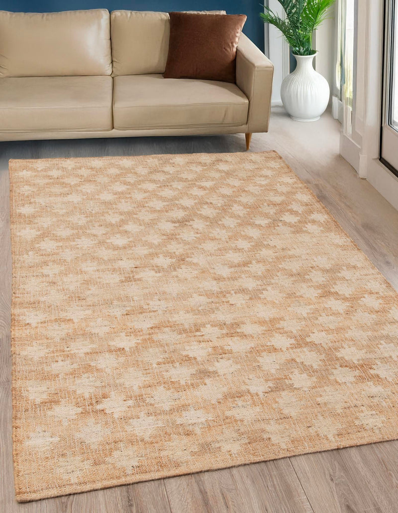 Benares Handwoven Jute Collection Area Rug -  Bodhi Rectangle Ivory and Beige  lifestyle 5