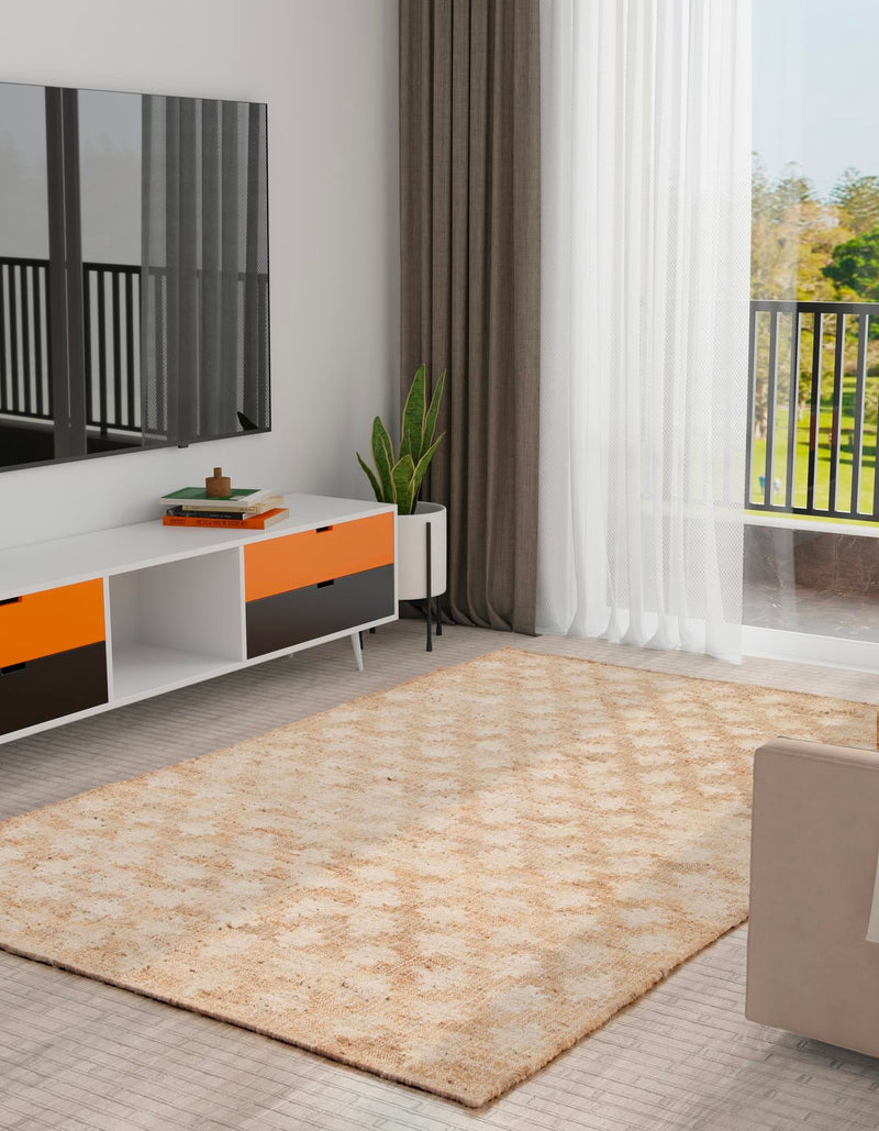 Benares Handwoven Jute Collection Area Rug -  Bodhi Rectangle Ivory and Beige  lifestyle 9