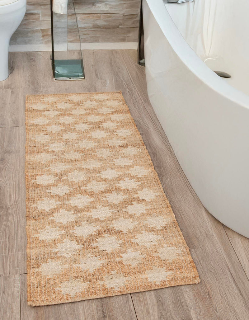 Benares Handwoven Jute Collection Area Rug -  Bodhi Runner Ivory and Beige  lifestyle 34