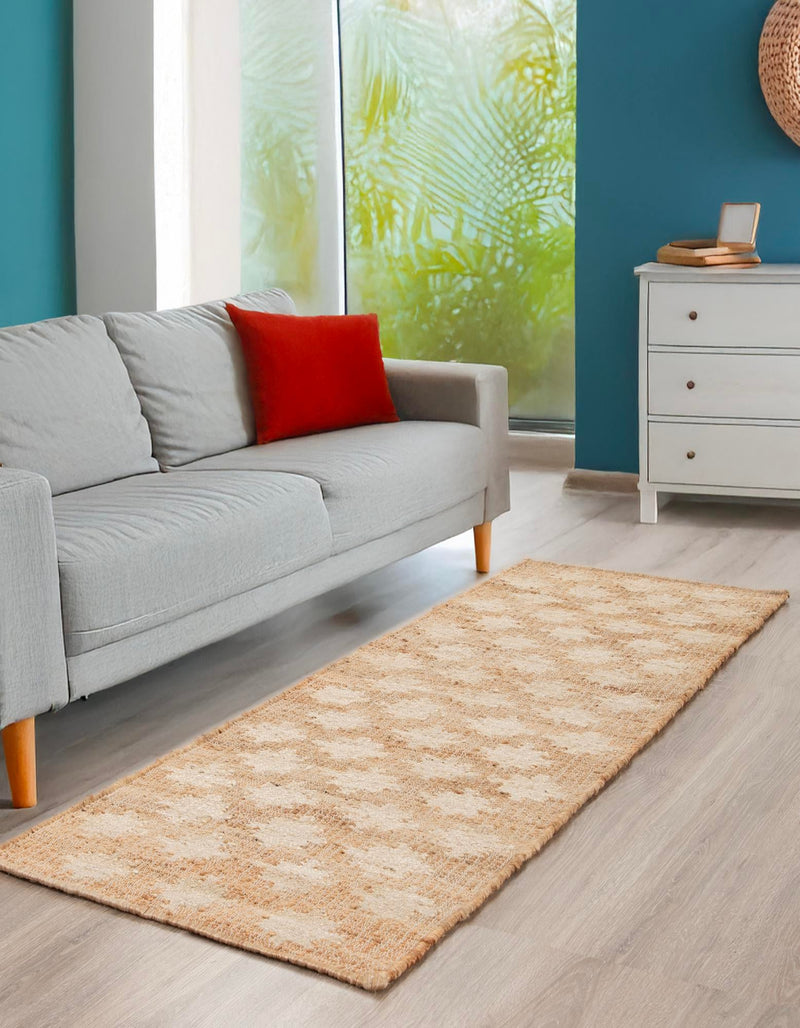 Benares Handwoven Jute Collection Area Rug -  Bodhi Runner Ivory and Beige  lifestyle 35
