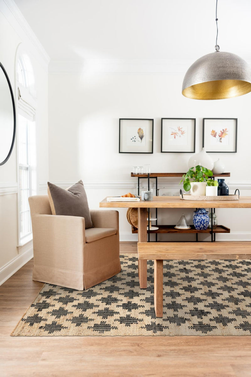 Benares Handwoven Jute Collection Area Rug -  Bodhi Rectangle Beige and Black  lifestyle 7