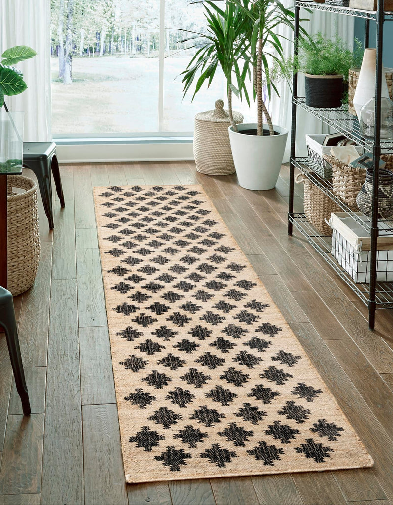 Benares Handwoven Jute Collection Area Rug -  Bodhi Runner Beige and Black  lifestyle 37