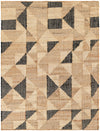 Benares Handwoven Jute Collection Area Rug -  Sarnath Rectangle Beige and Black Main