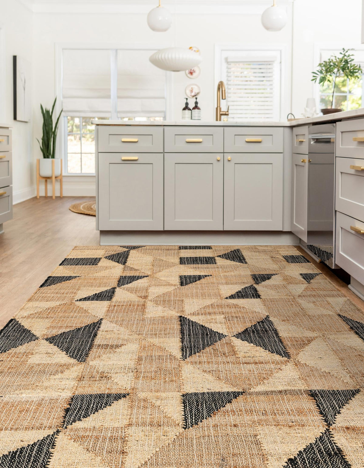 Benares Handwoven Jute Collection Area Rug -  Sarnath Rectangle Beige and Black  lifestyle 3