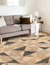 Benares Handwoven Jute Collection Area Rug -  Sarnath Rectangle Beige and Black  lifestyle 5