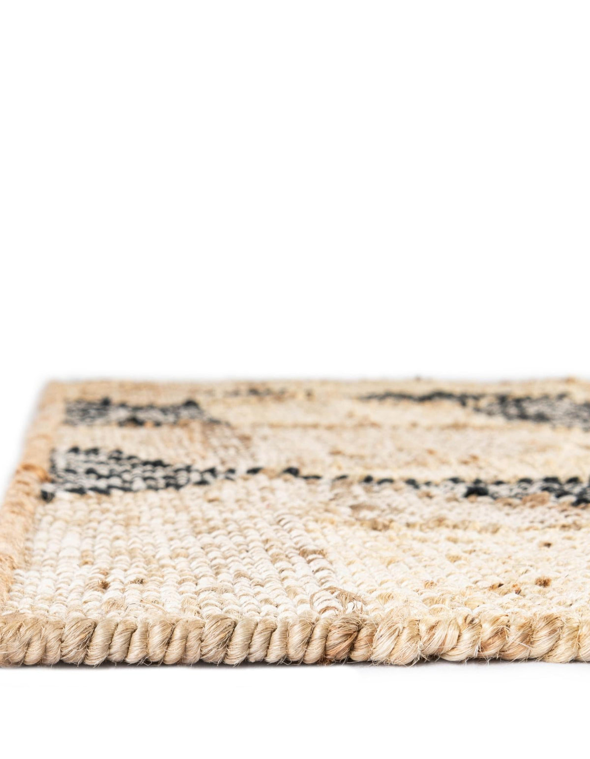 Benares Handwoven Jute Collection Area Rug -  Sarnath Rectangle Beige and Black  lifestyle 5