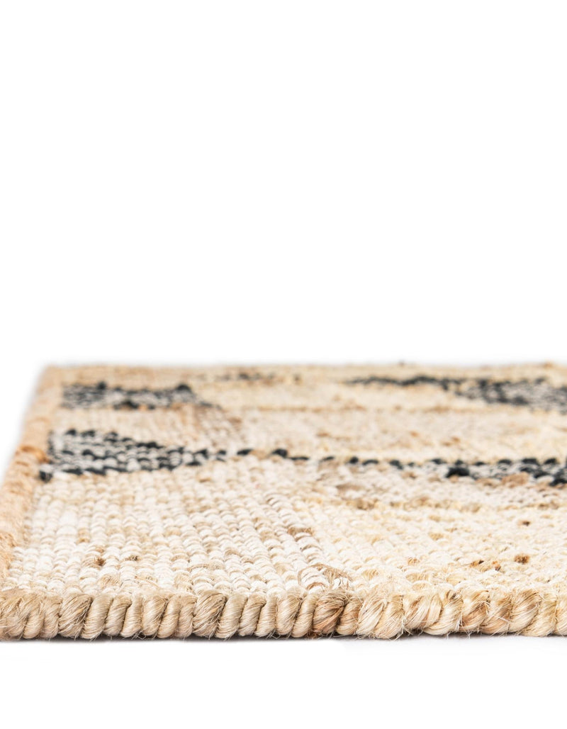 Benares Handwoven Jute Collection Area Rug -  Sarnath Rectangle Beige and Black  lifestyle 5