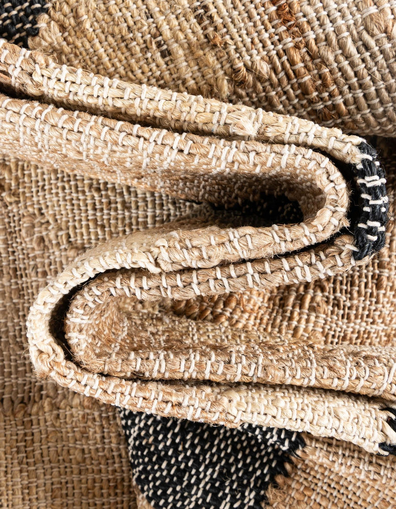 Benares Handwoven Jute Collection Area Rug -  Sarnath Rectangle Beige and Black  lifestyle 6