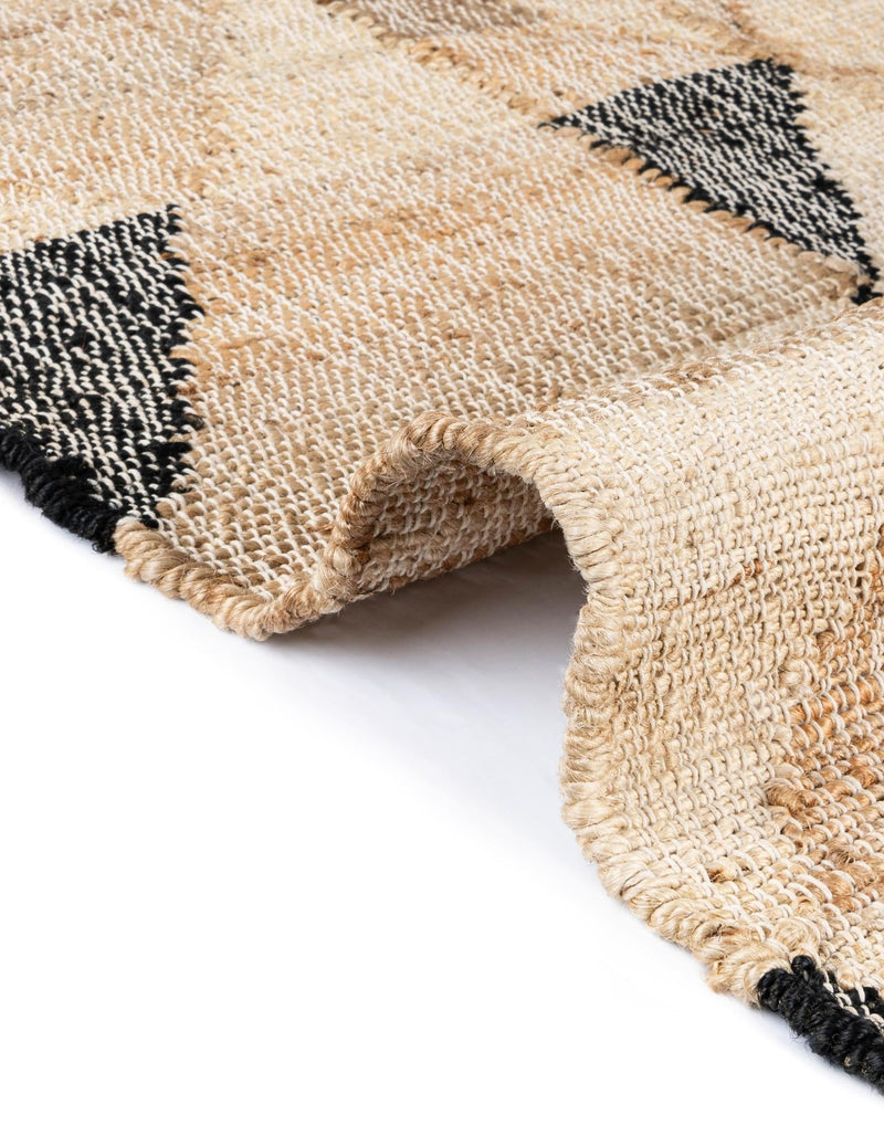 Benares Handwoven Jute Collection Area Rug -  Sarnath Rectangle Beige and Black  lifestyle 8
