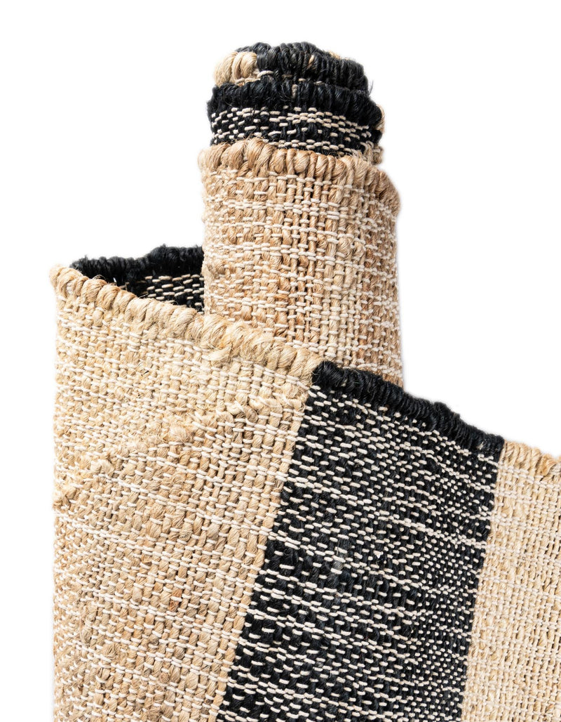 Benares Handwoven Jute Collection Area Rug -  Sarnath Rectangle Beige and Black  lifestyle 9
