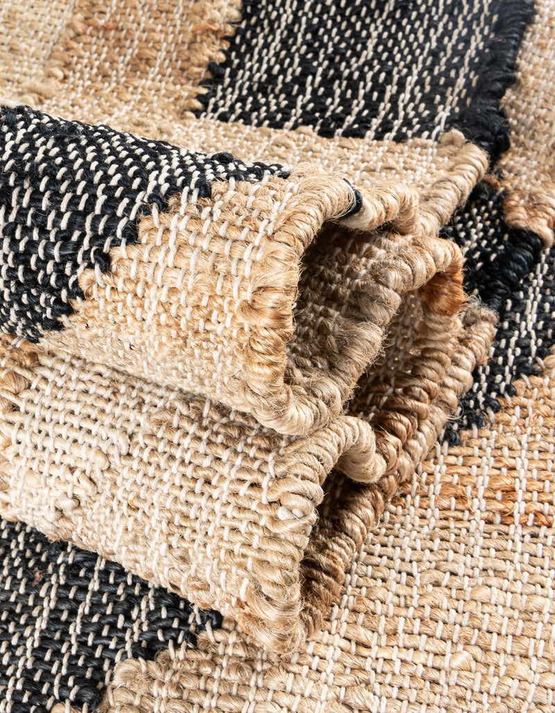 Benares Handwoven Jute Collection Area Rug -  Sarnath Rectangle Beige and Black  lifestyle 11