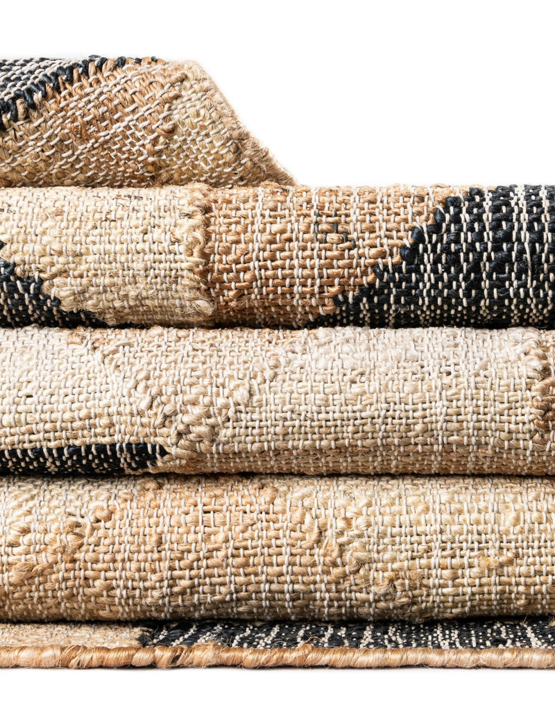 Benares Handwoven Jute Collection Area Rug -  Sarnath Rectangle Beige and Black  lifestyle 12