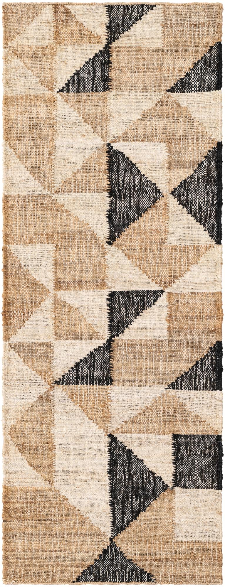 Benares Handwoven Jute Collection Area Rug -  Sarnath Runner Beige and Black  lifestyle 25