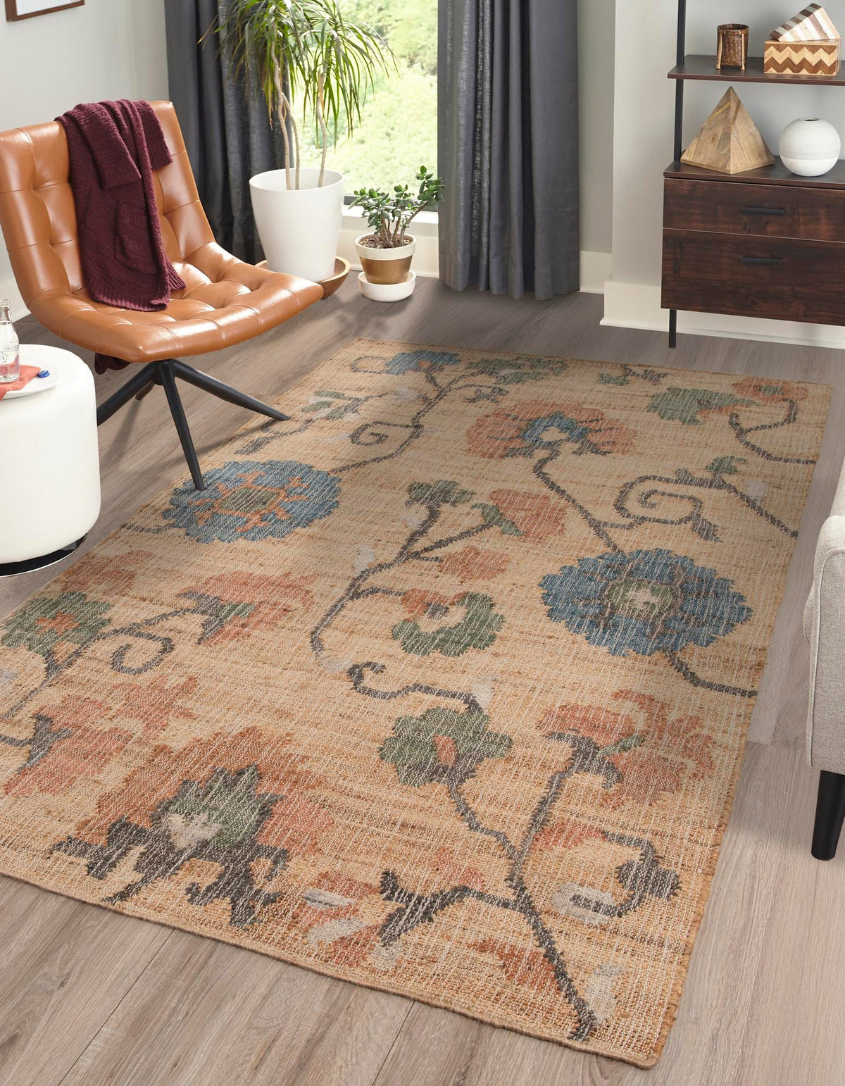 Benares Handwoven Jute Collection Area Rug -  Ramnagar Rectangle Multi  lifestyle 3