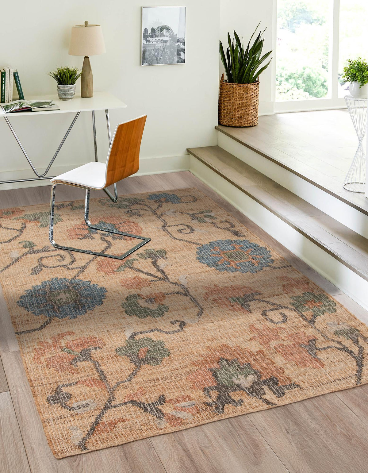 Benares Handwoven Jute Collection Area Rug -  Ramnagar Rectangle Multi  lifestyle 6