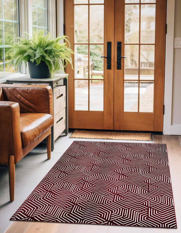 Aravalli Collection Area Rug - Udaipur Rectangle Burgundy Red  lifestyle 3