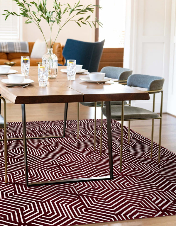 Aravalli Collection Area Rug - Udaipur Rectangle Burgundy Red  lifestyle 31