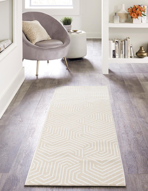 Aravalli Collection Area Rug - Udaipur Runner Ivory White  lifestyle 121