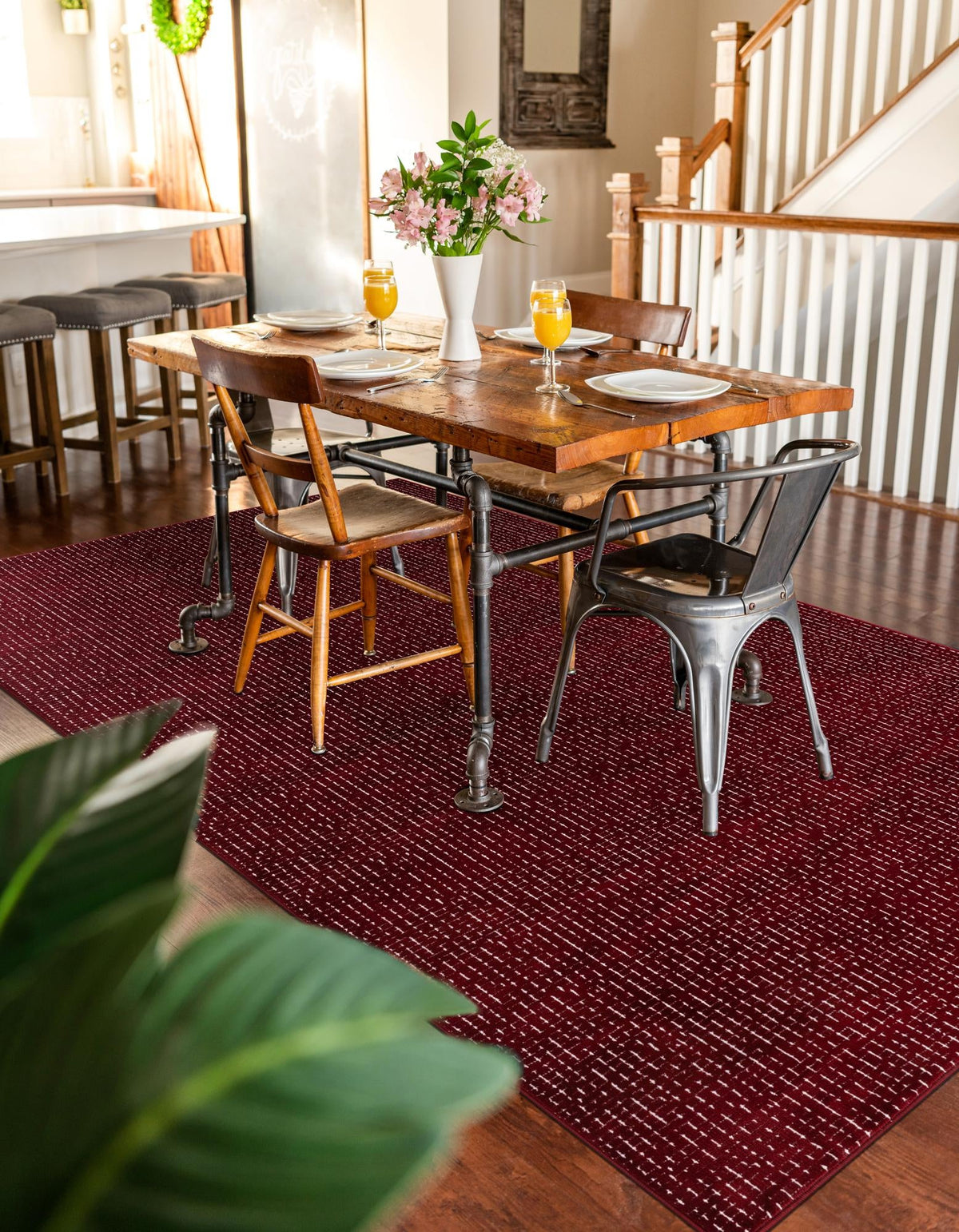 Aravalli Collection Area Rug -  Jaisalmer Rectangle Burgundy Red  lifestyle 29