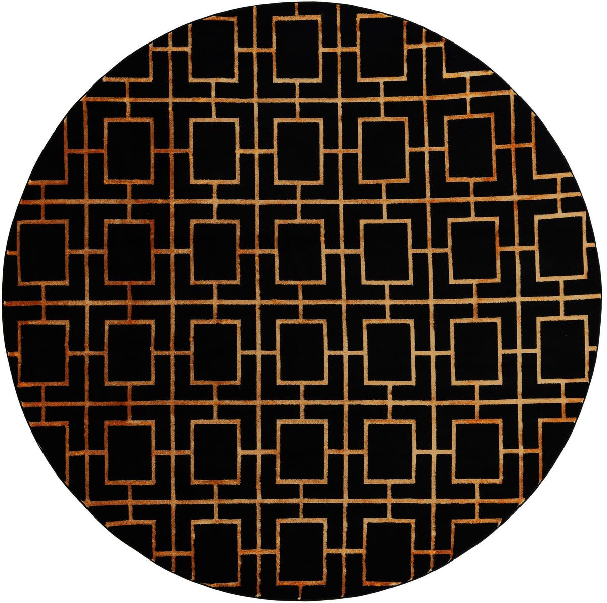 Hollywood Luxe Collection Area Rug -  Beverly Round Black and Gold  lifestyle 39