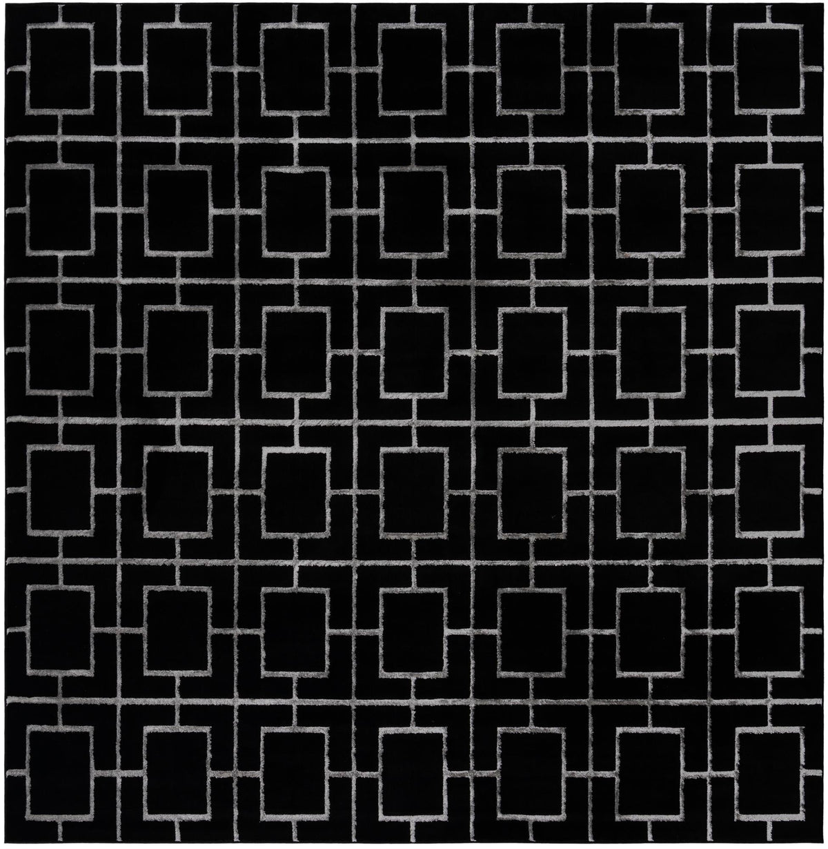 Hollywood Luxe Collection Area Rug -  Beverly Square Black and Silver  lifestyle 44