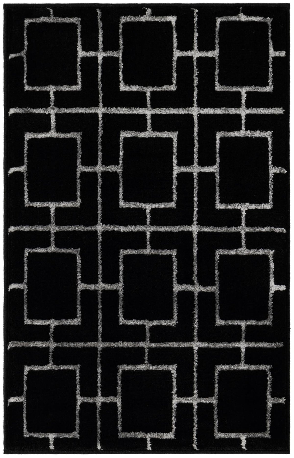 Hollywood Luxe Collection Area Rug -  Beverly Rectangle Black and Silver  lifestyle 3
