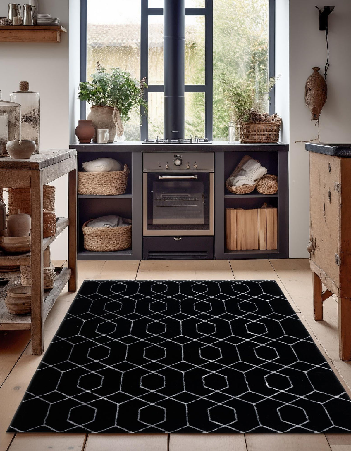 Hollywood Luxe Collection Area Rug - Sunset Rectangle Black and Silver  lifestyle 31