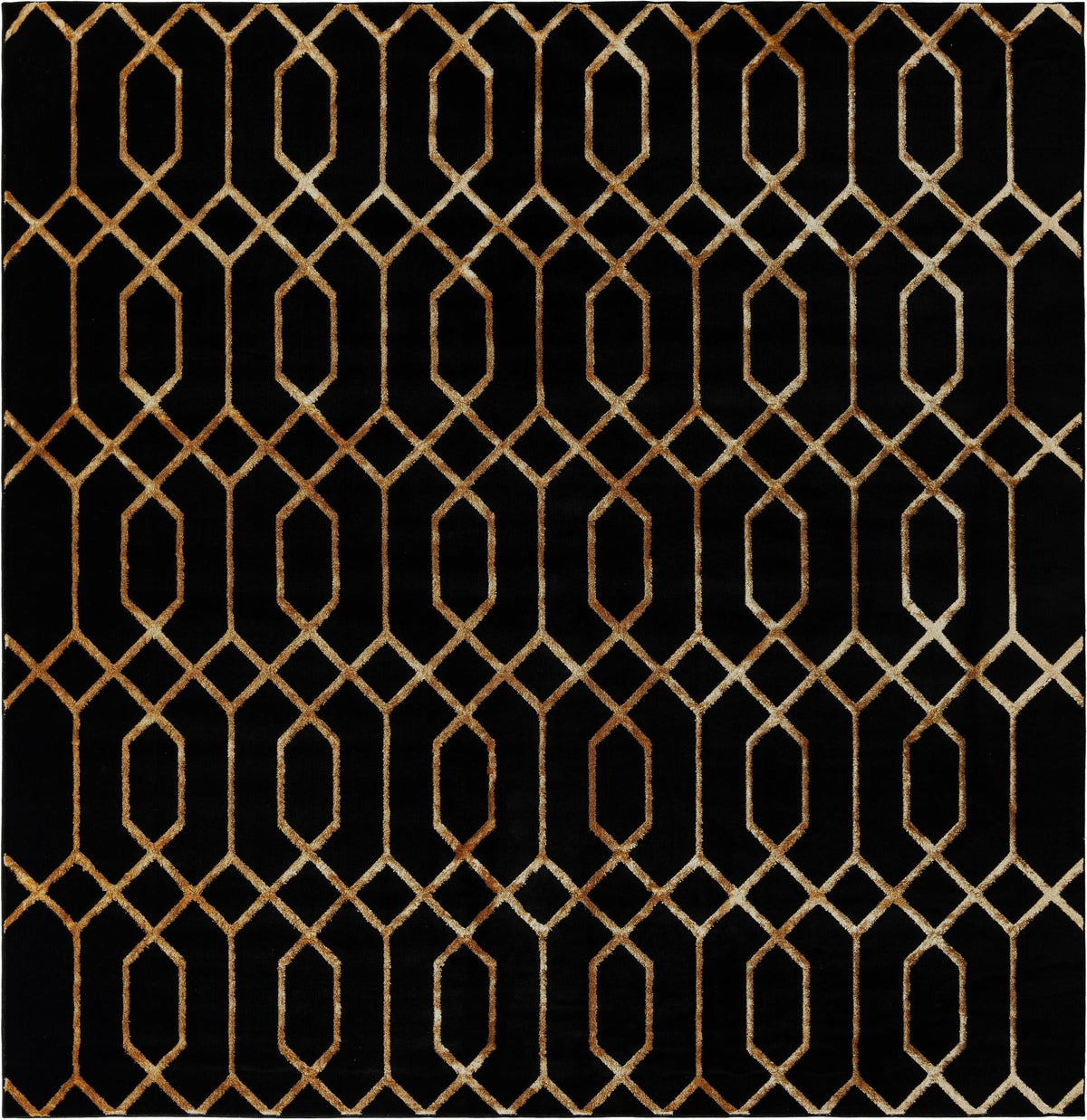 Hollywood Luxe Collection Area Rug - Sunset Square Black and Gold  lifestyle 46