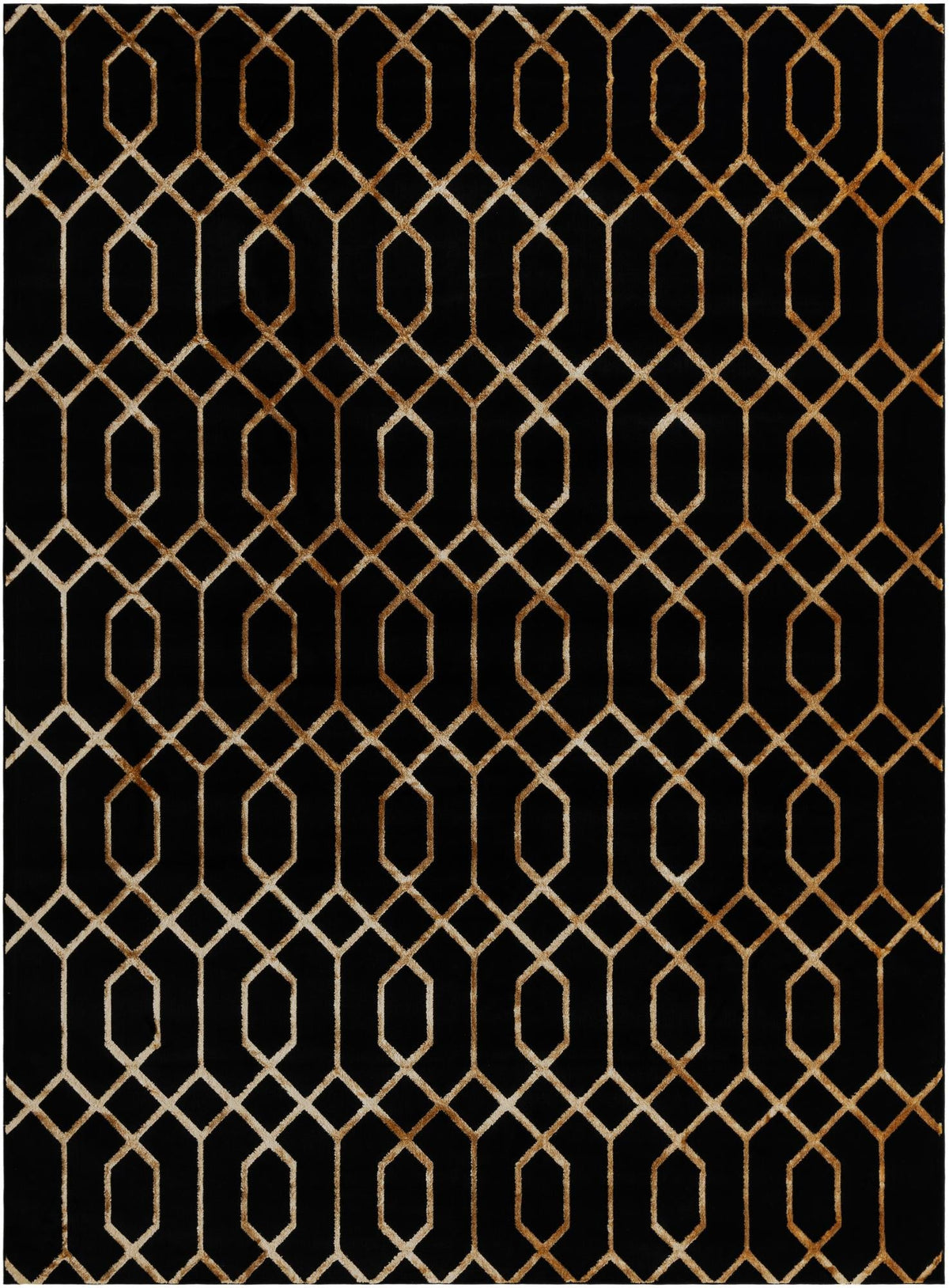 Hollywood Luxe Collection Area Rug - Sunset Rectangle Black and Gold  lifestyle 2