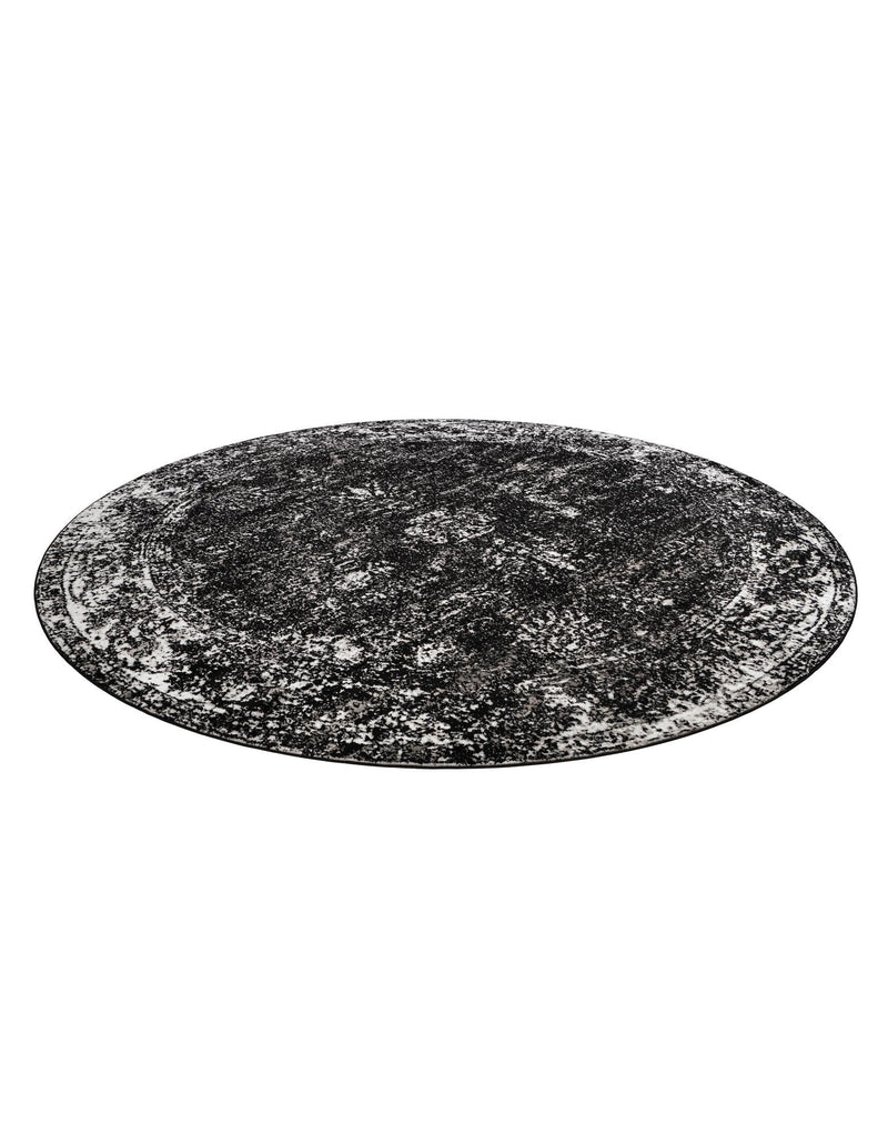 Riviera Elegance Collection Area Rug - Antibes (Black) Round Black  lifestyle 44