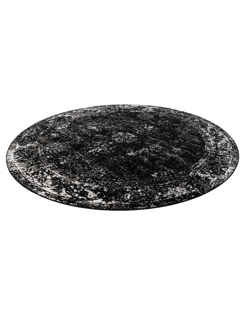 Riviera Elegance Collection Area Rug - Antibes (Black) Round Black  lifestyle 45