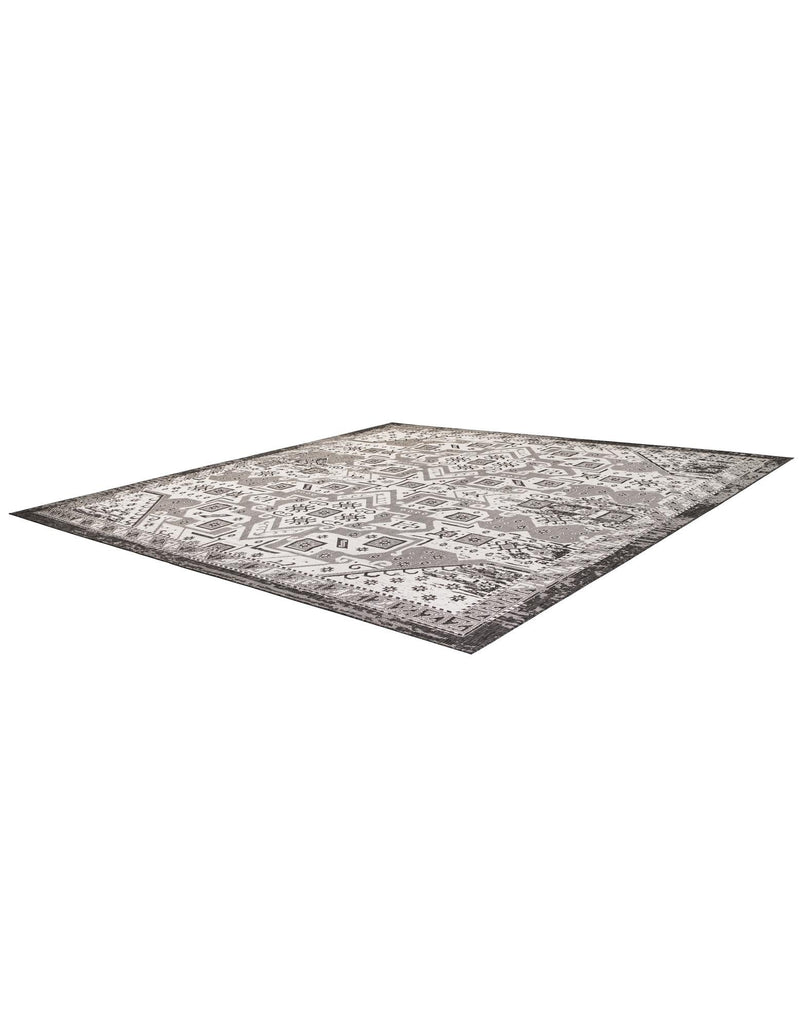 Tribal Terrace Treasures Collection Area Rug - Mayan Marina (Charcoal Gray) Square Charcoal Gray  lifestyle 19