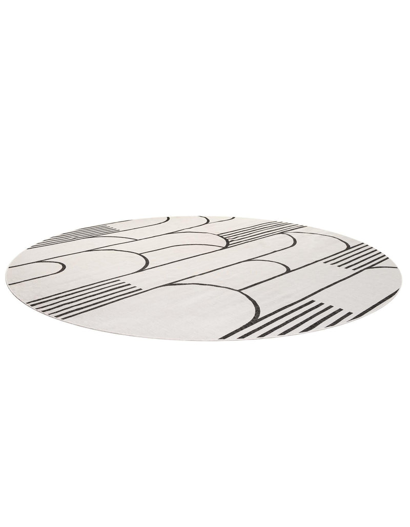 Urban Terrace Collection Area Rug -  Greenwich Round White and Black  lifestyle 35