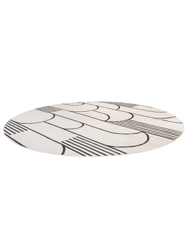 Urban Terrace Collection Area Rug -  Greenwich Round White and Black  lifestyle 36