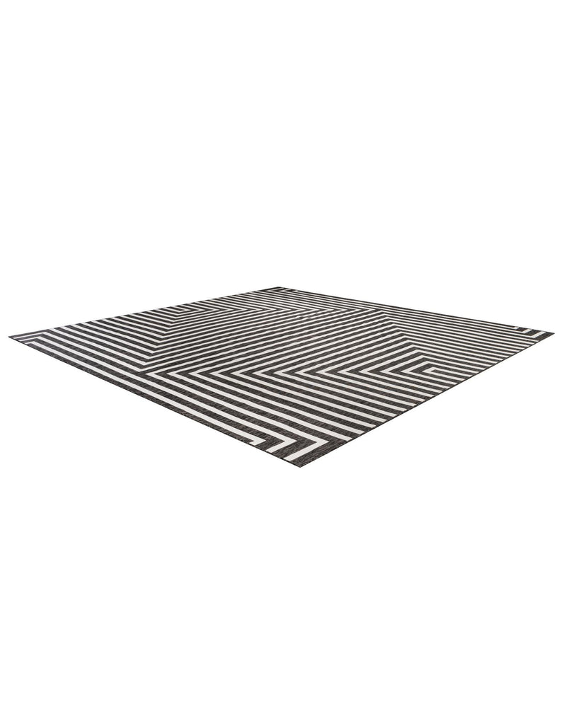 Urban Terrace Collection Area Rug -  Astoria (Black and White) Square Black and White  lifestyle 23