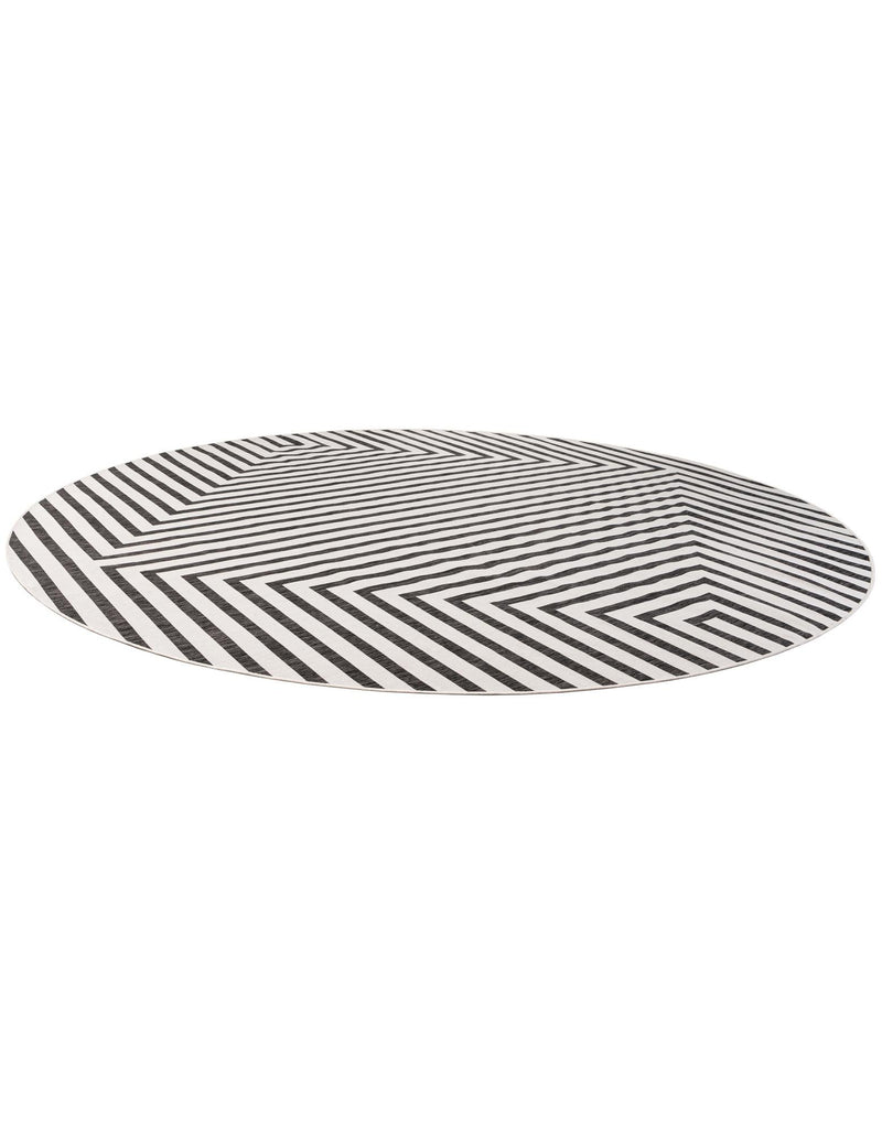 Urban Terrace Collection Area Rug -  Astoria (White and Black) Round White and Black  lifestyle 12