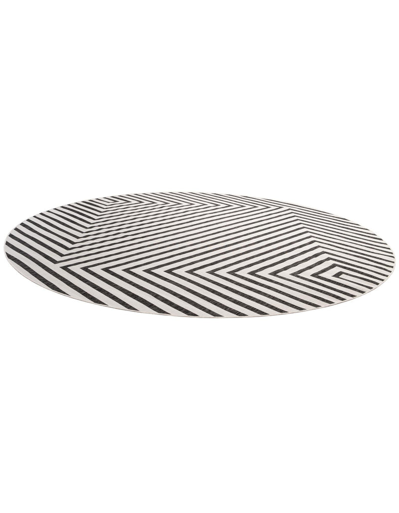 Urban Terrace Collection Area Rug -  Astoria (White and Black) Round White and Black  lifestyle 13