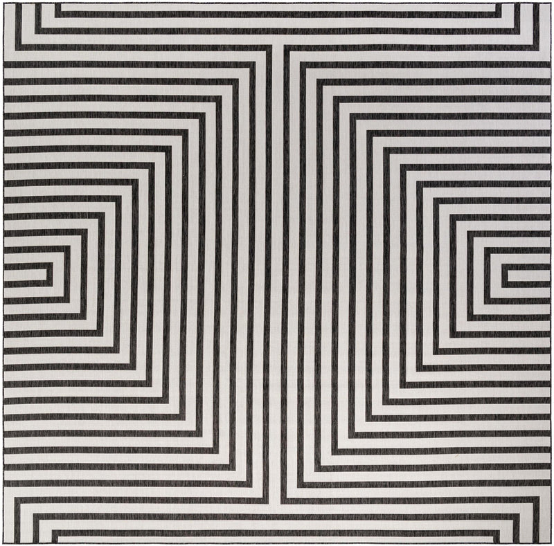 Urban Terrace Collection Area Rug -  Astoria (White and Black) Square Black and White  lifestyle 29