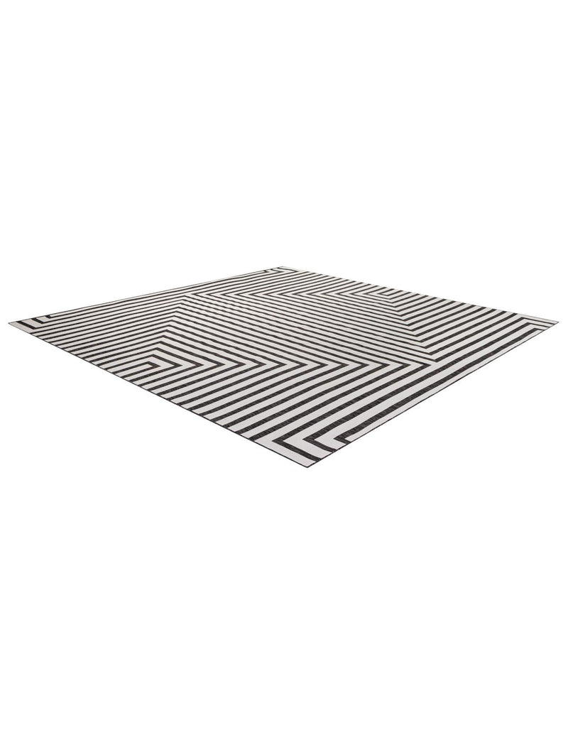 Urban Terrace Collection Area Rug -  Astoria (White and Black) Square White and Black  lifestyle 14