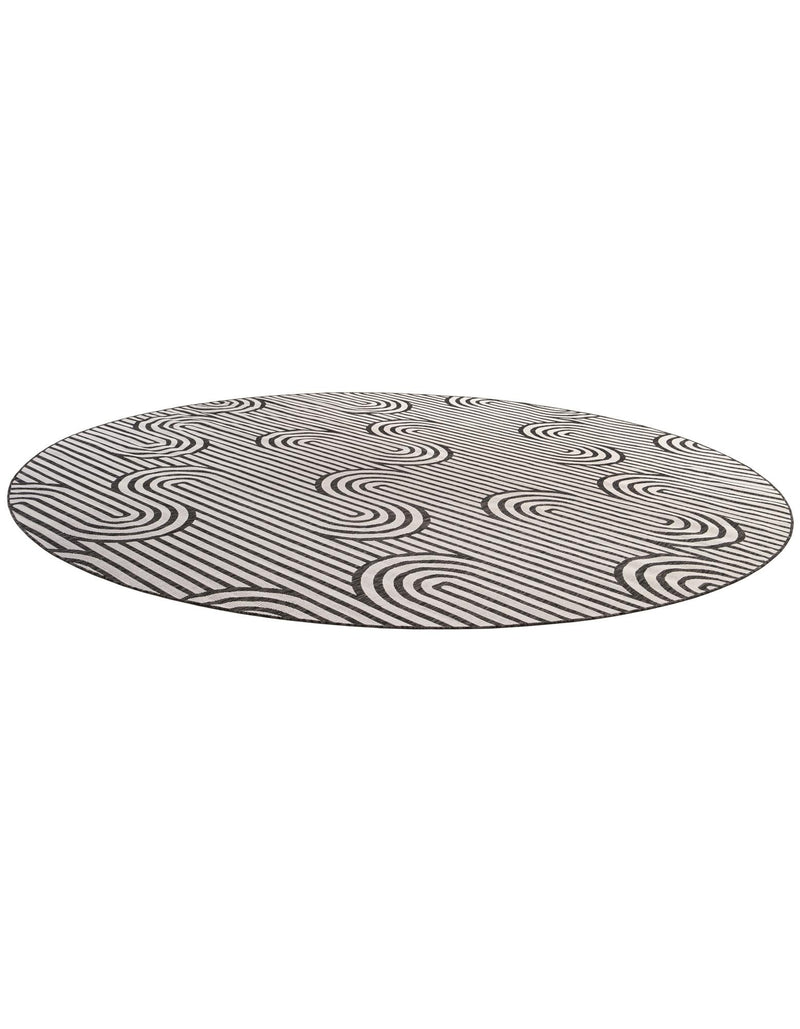 Urban Terrace Collection Area Rug -  Uptown Round Black and White  lifestyle 22