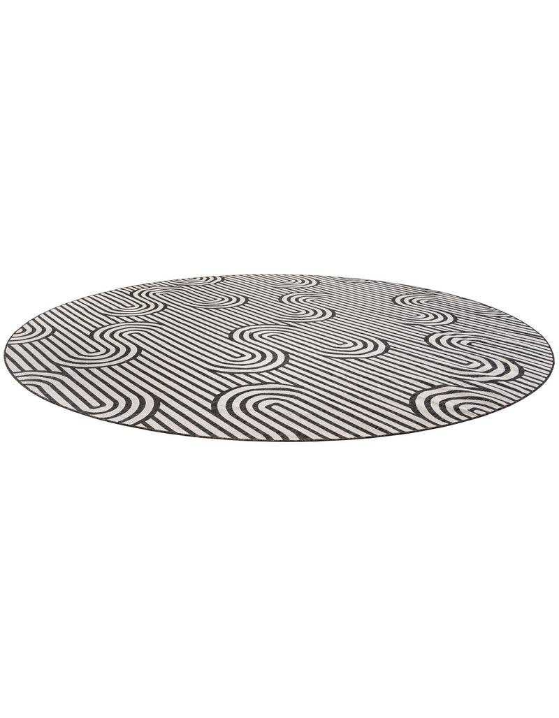 Urban Terrace Collection Area Rug -  Uptown Round Black and White  lifestyle 23