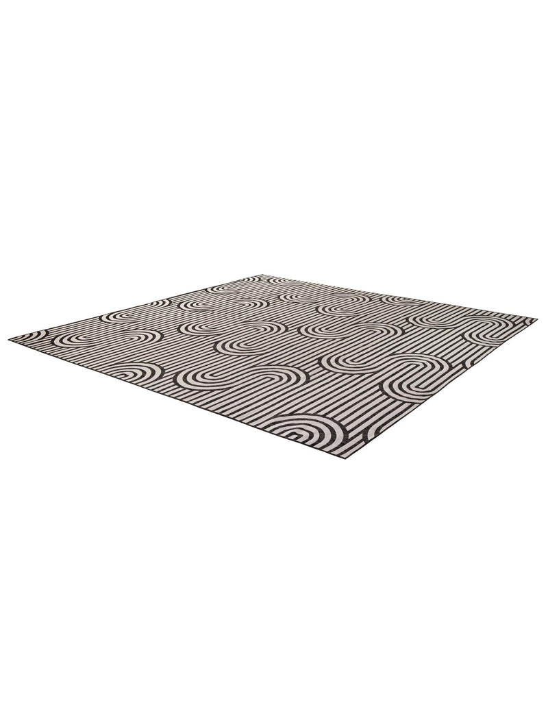Urban Terrace Collection Area Rug -  Uptown Square Black and White  lifestyle 24