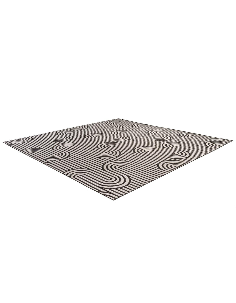 Urban Terrace Collection Area Rug -  Uptown Square Black and White  lifestyle 25