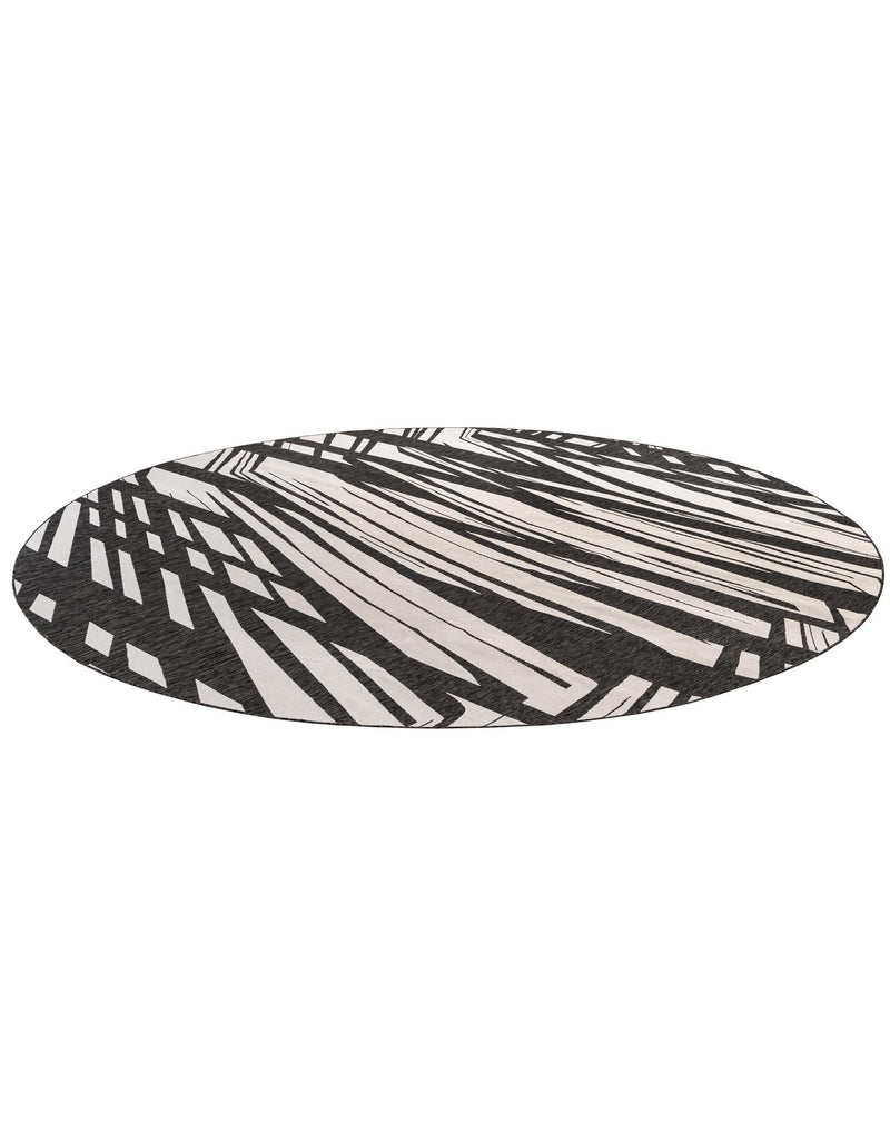 Urban Terrace Collection Area Rug -  Queens Round Black and White  lifestyle 25